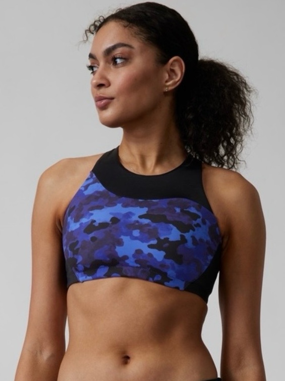 Athleta Freestyle Camo High Neck Bikini Top Women's Size SM